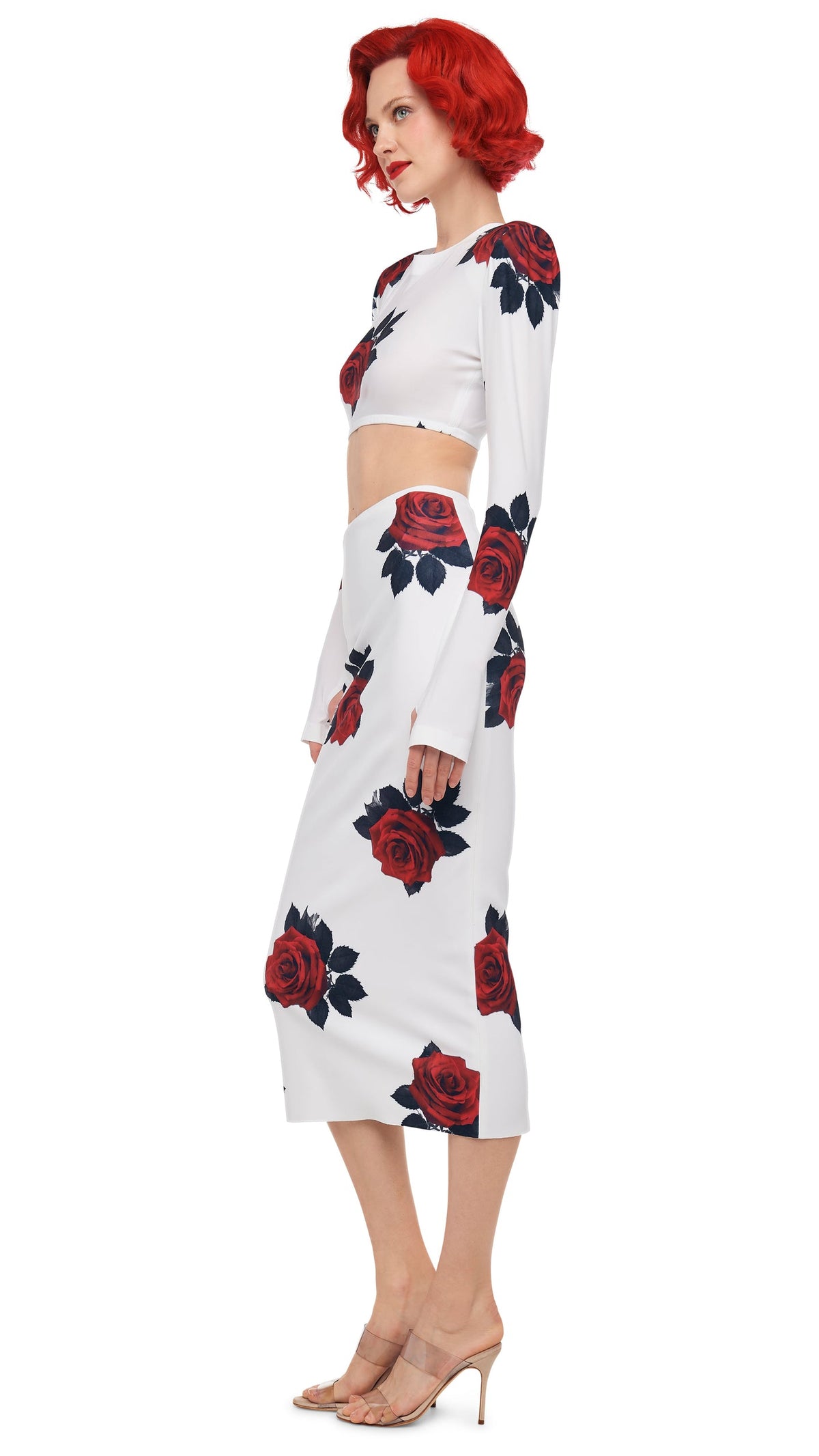 STRAIGHT SKIRT TO MIDCALF Red Rose | Norma Kamali Women
