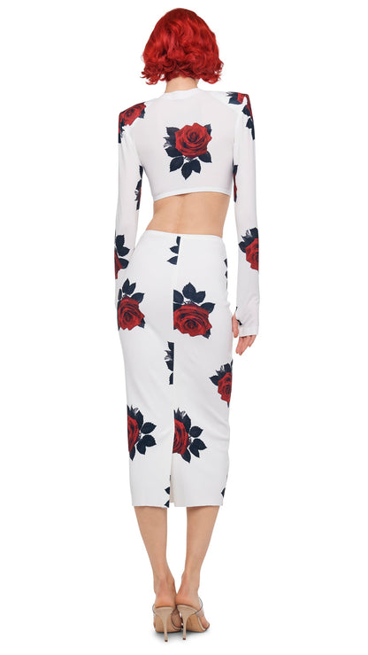 STRAIGHT SKIRT TO MIDCALF Red Rose | Norma Kamali Women