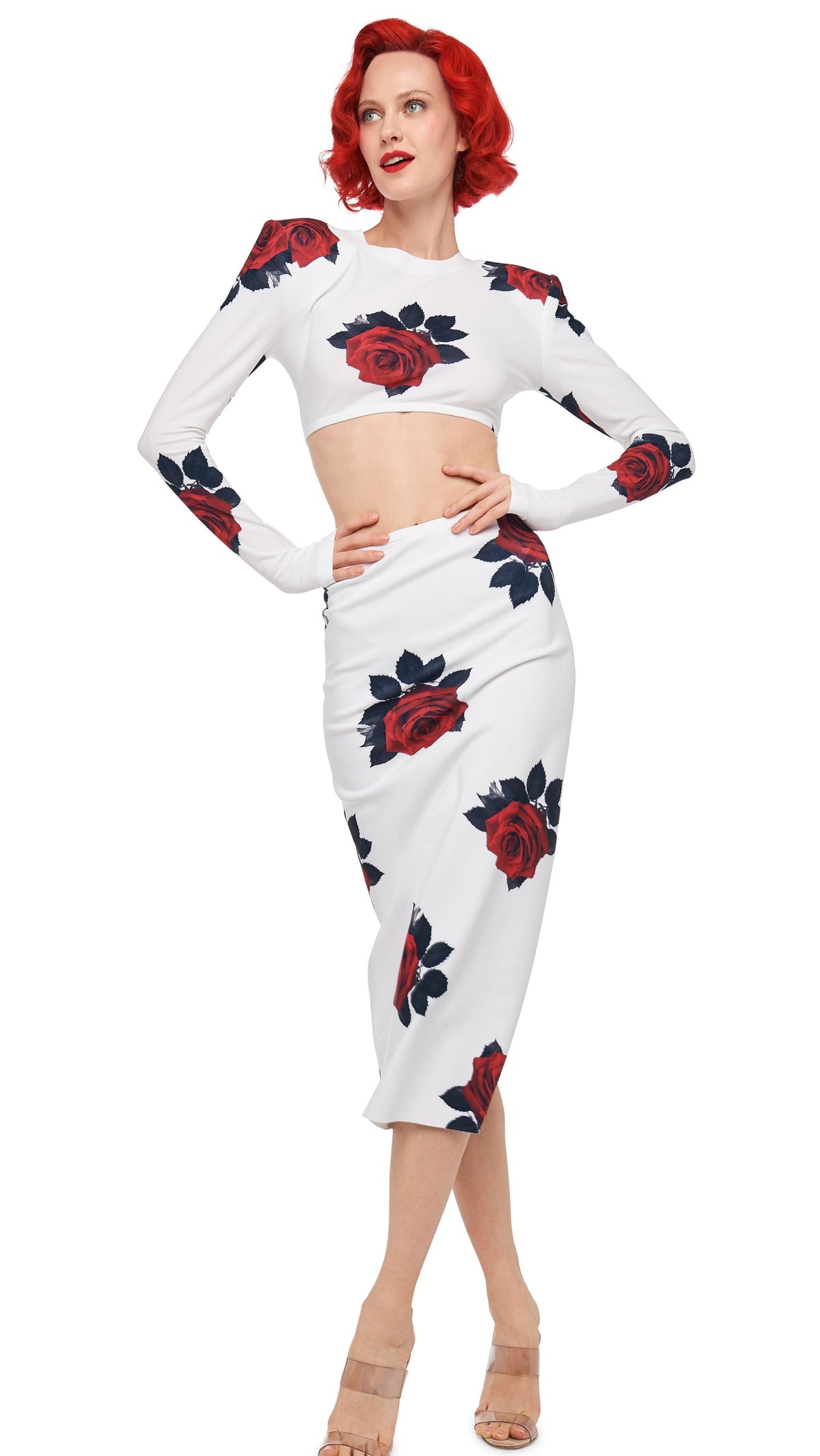 STRAIGHT SKIRT TO MIDCALF Red Rose | Norma Kamali Women