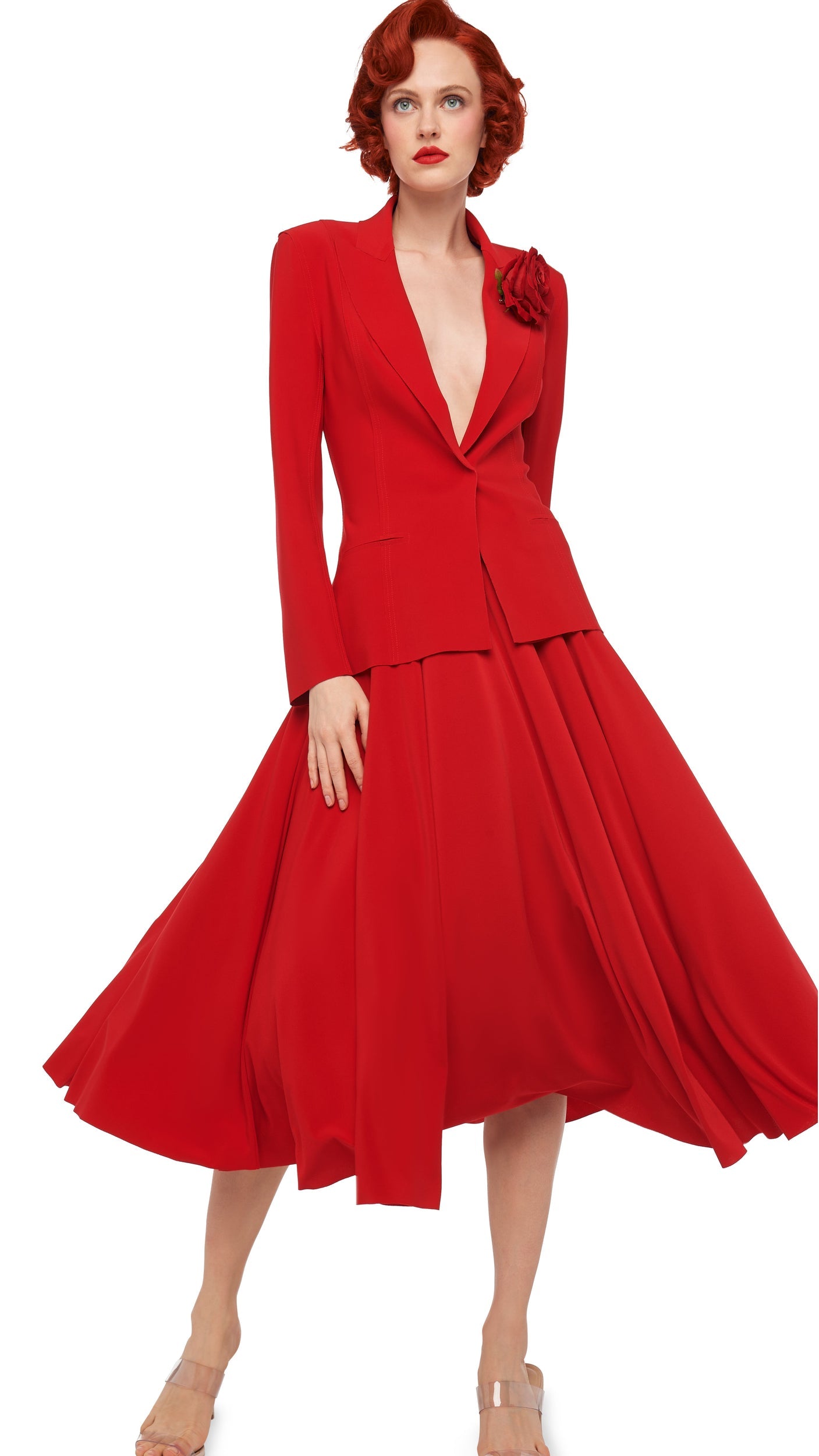 FLARED SKIRT TO MIDCALF Tiger Red | Norma Kamali Women