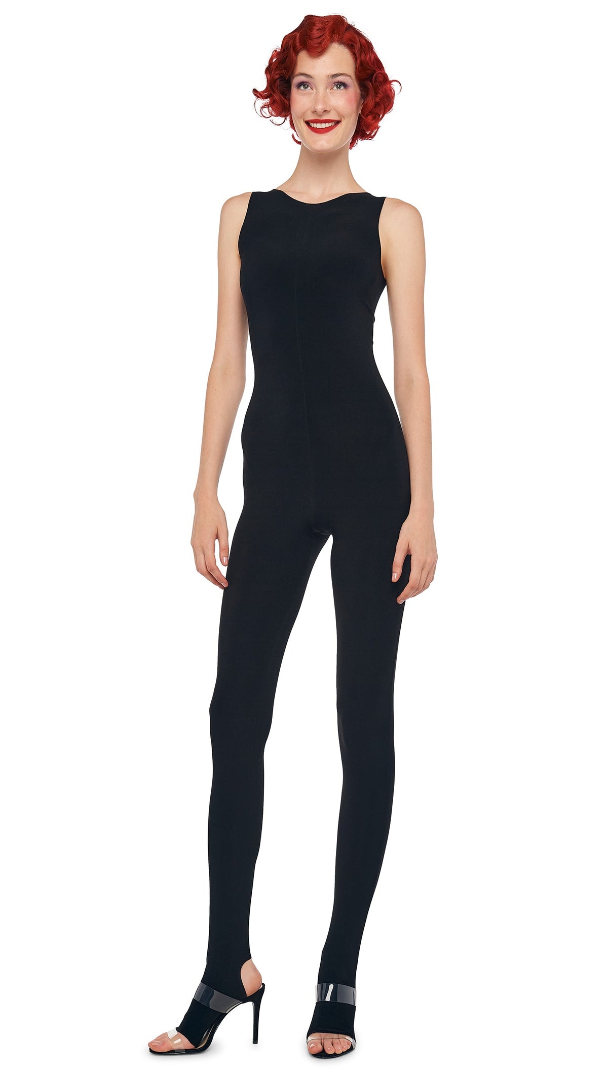 SLEEVELESS X CATSUIT W/ FOOTIE Black | Norma Kamali Women