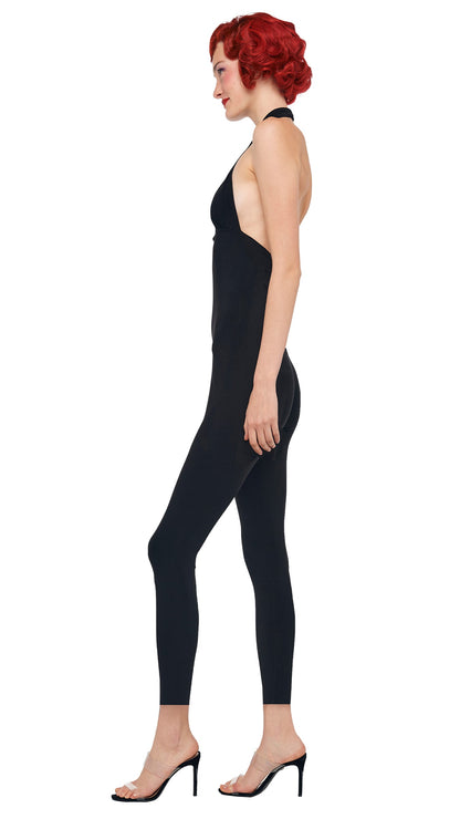 CROSS HALTER CATSUIT Black | Norma Kamali Women