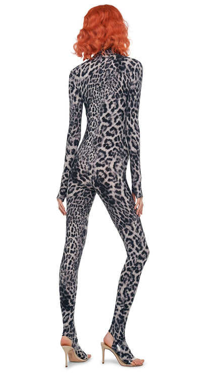 LONG SLEEVE SLIM FIT TURTLE CATSUIT W/ FOOTIE Animal | Norma Kamali Women