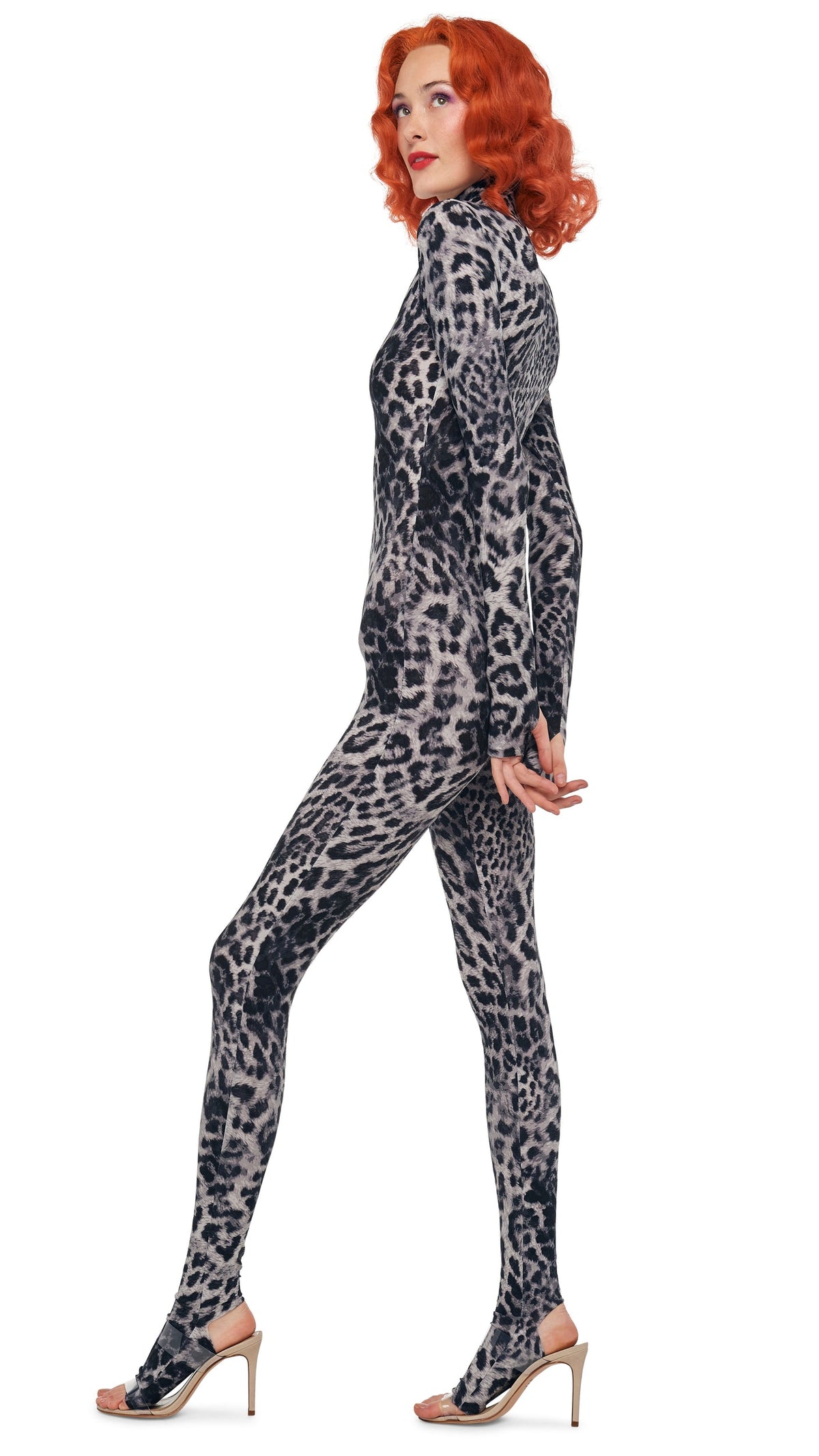 LONG SLEEVE SLIM FIT TURTLE CATSUIT W/ FOOTIE Animal | Norma Kamali Women