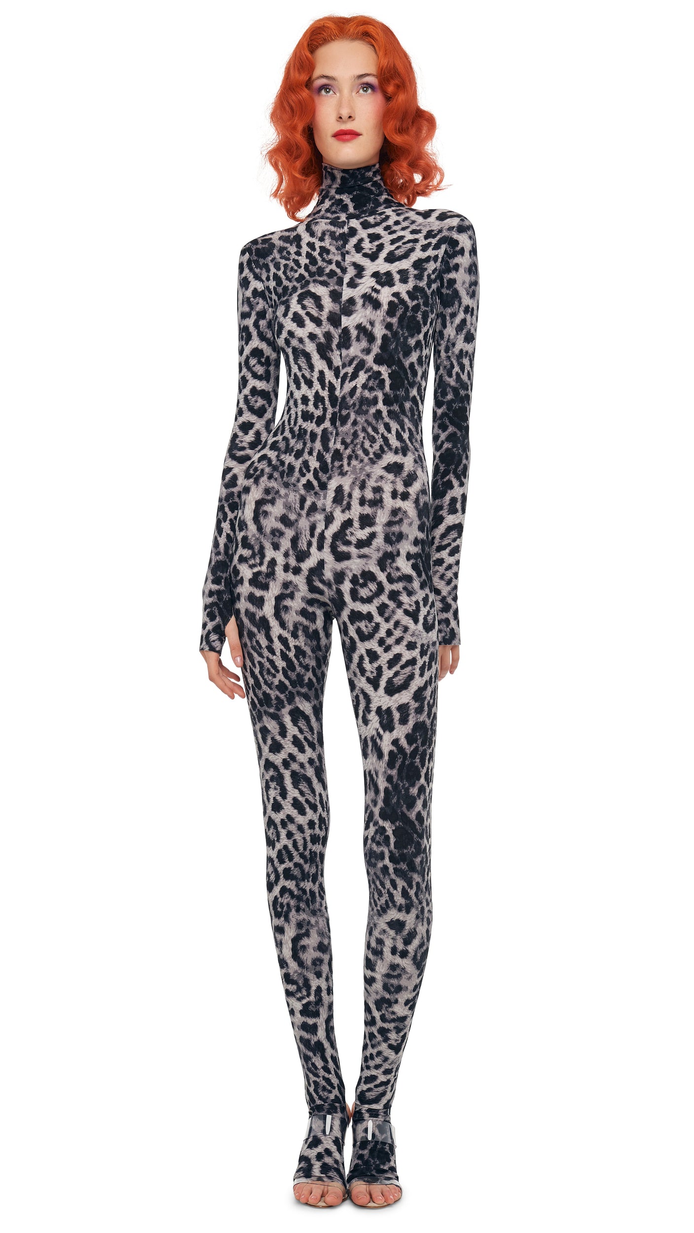 LONG SLEEVE SLIM FIT TURTLE CATSUIT W/ FOOTIE Animal | Norma Kamali Women
