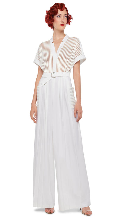 GERALYN SHORT SLEEVE JUMPSUIT Snow White | Norma Kamali Women