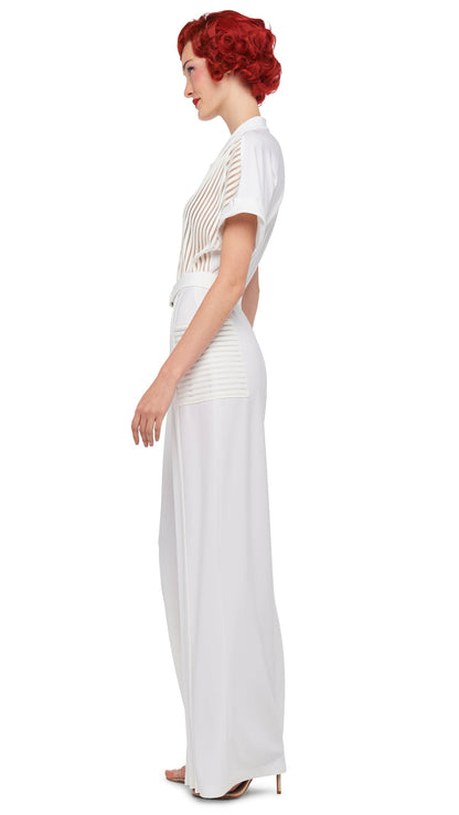 GERALYN SHORT SLEEVE JUMPSUIT Snow White | Norma Kamali Women