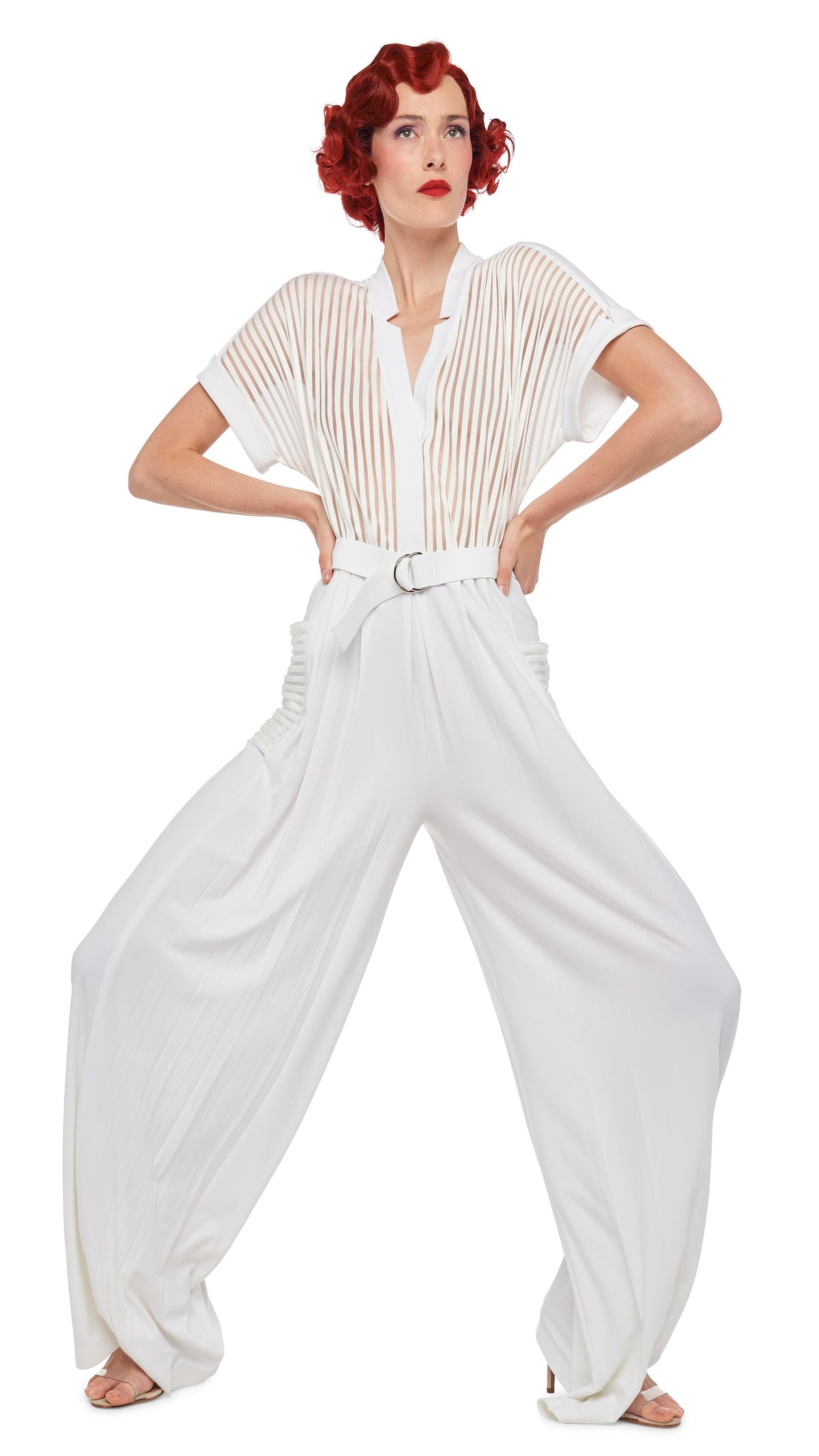 GERALYN SHORT SLEEVE JUMPSUIT Snow White | Norma Kamali Women