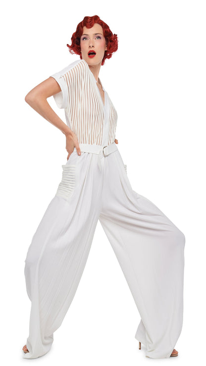 GERALYN SHORT SLEEVE JUMPSUIT Snow White | Norma Kamali Women
