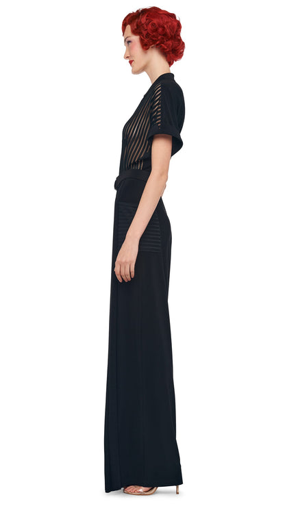 GERALYN SHORT SLEEVE JUMPSUIT Black | Norma Kamali Women