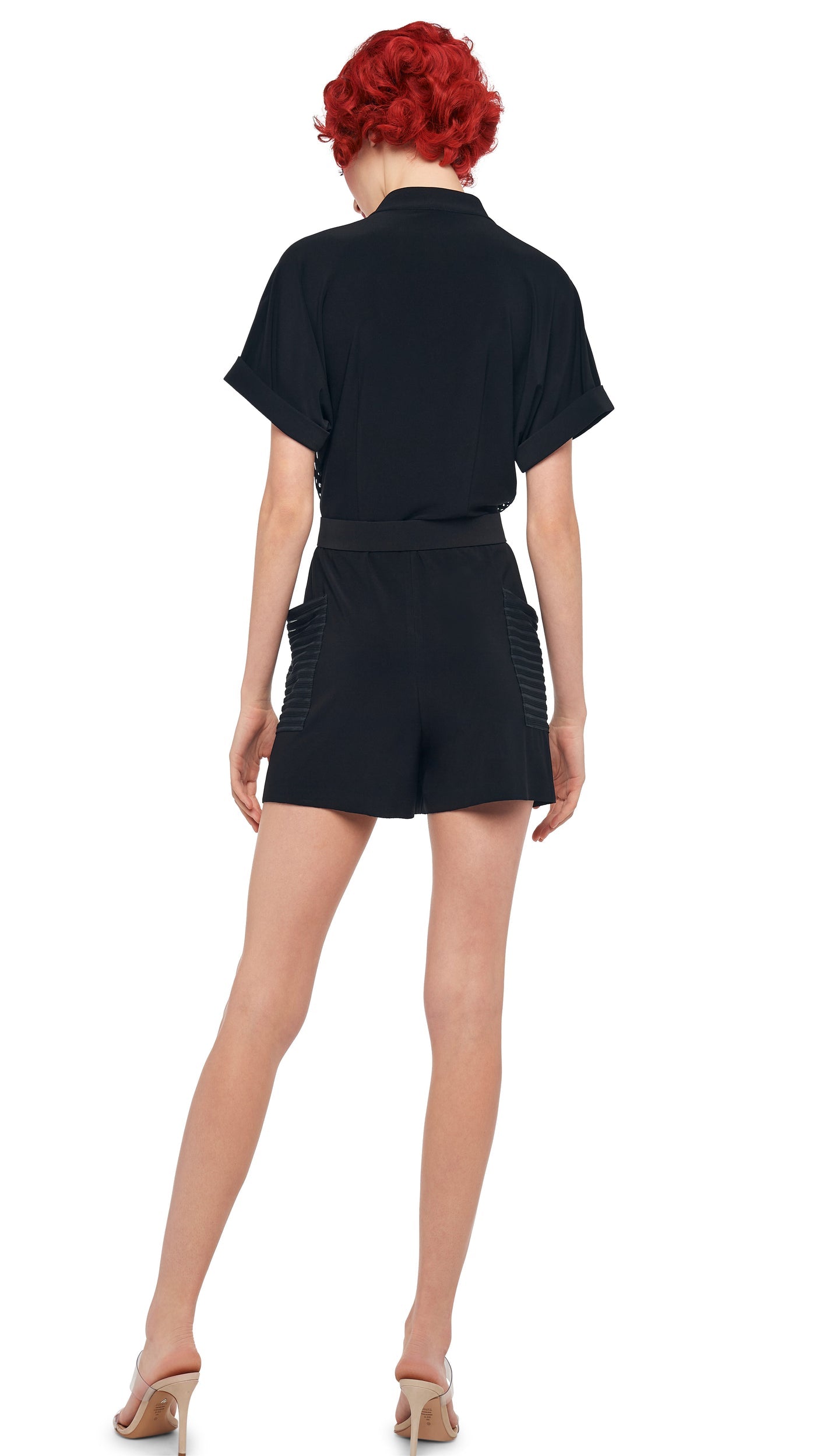 GERALYN SHORT SLEEVE JUMPSHORT Black | Norma Kamali Women