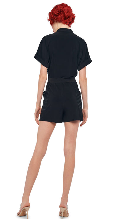 GERALYN SHORT SLEEVE JUMPSHORT Black | Norma Kamali Women