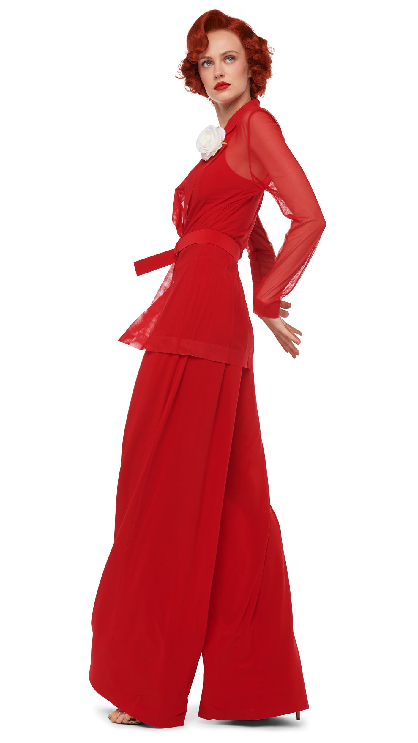 MENS PLEAT PANT Tiger Red | Norma Kamali Women
