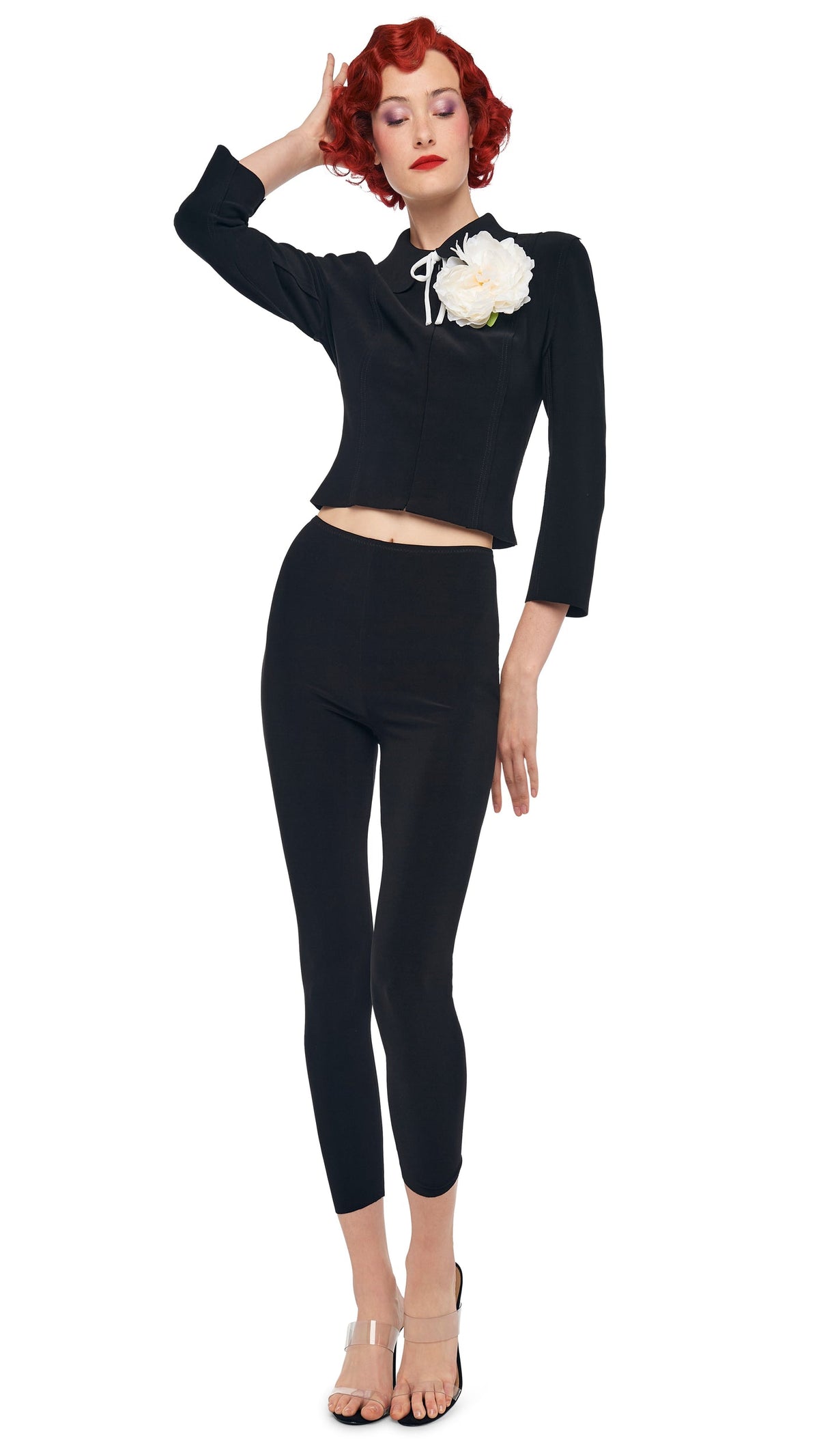 CROPPED LEGGING W/O WAISTBAND Black | Norma Kamali Women