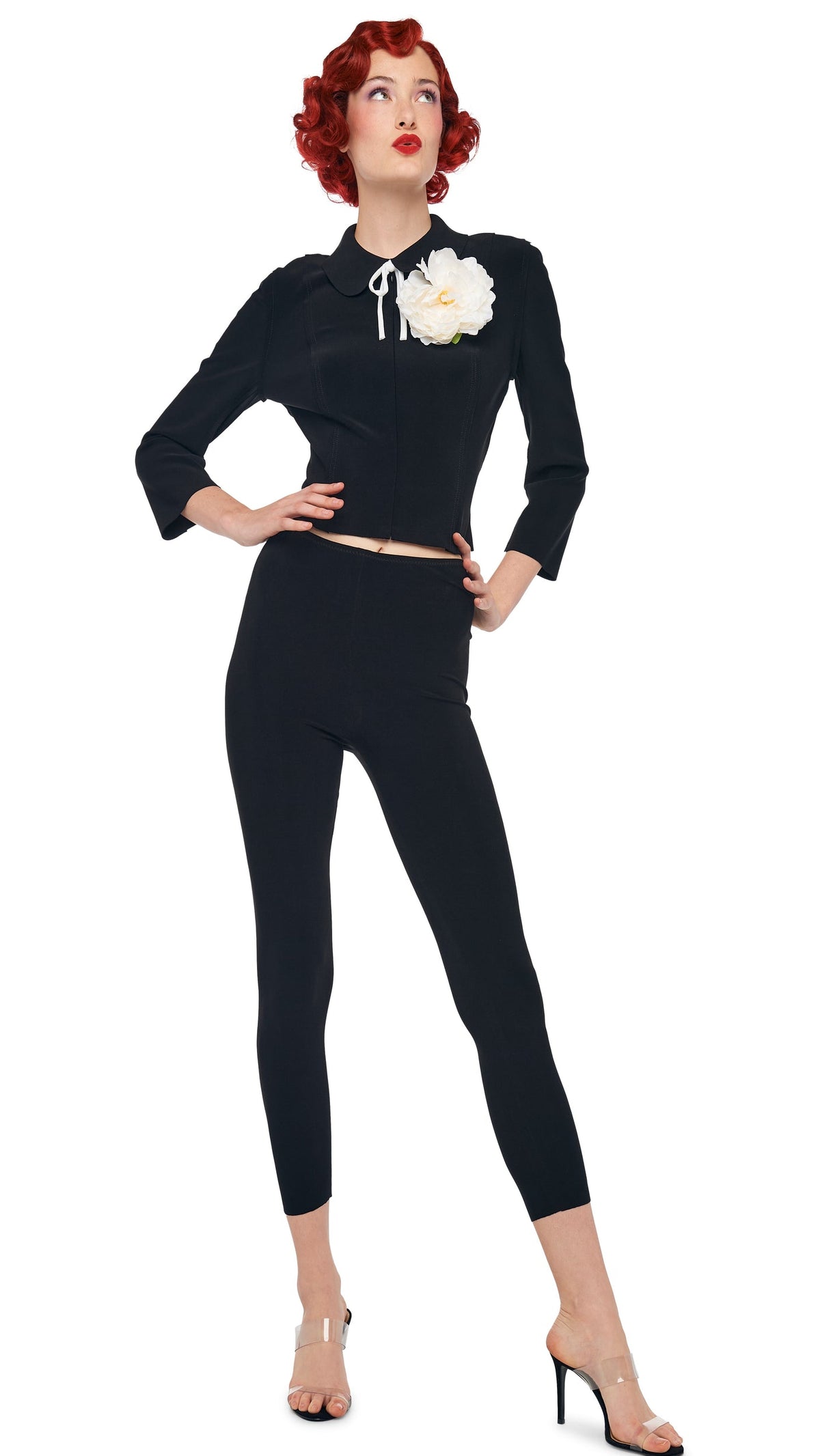 CROPPED LEGGING W/O WAISTBAND Black | Norma Kamali Women