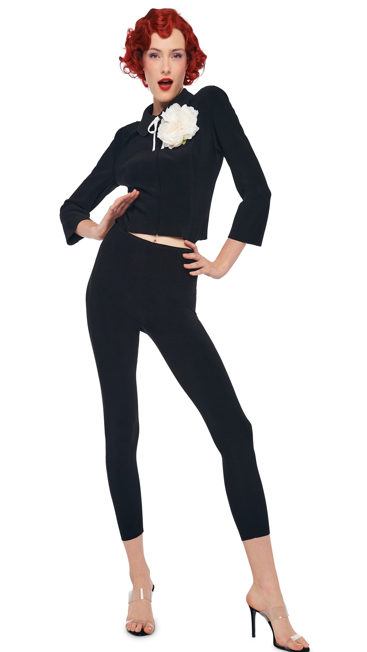 CROPPED LEGGING W/O WAISTBAND Black | Norma Kamali Women