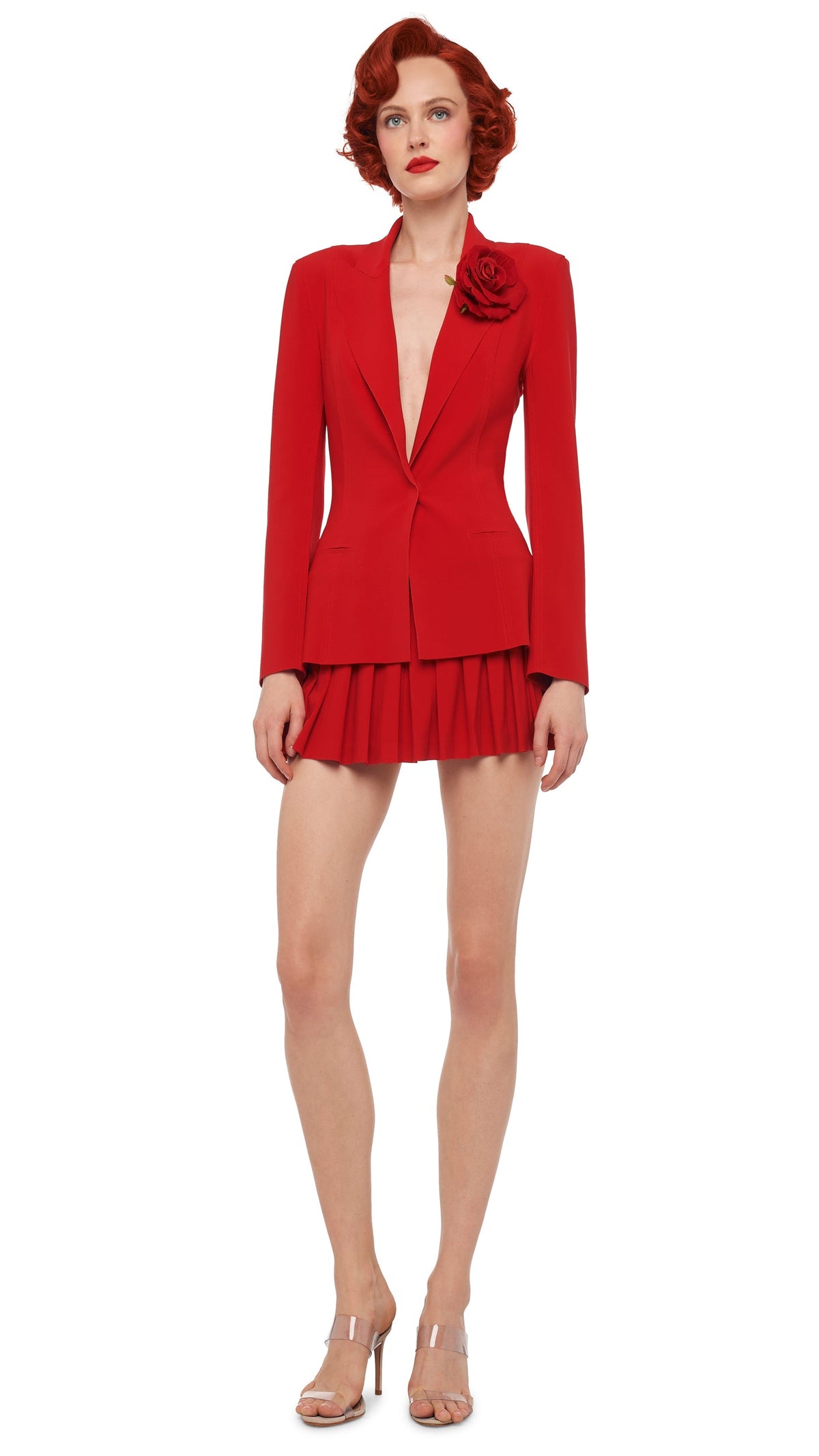 SINGLE BREASTED BOY FIT JACKET Tiger Red | Norma Kamali Women