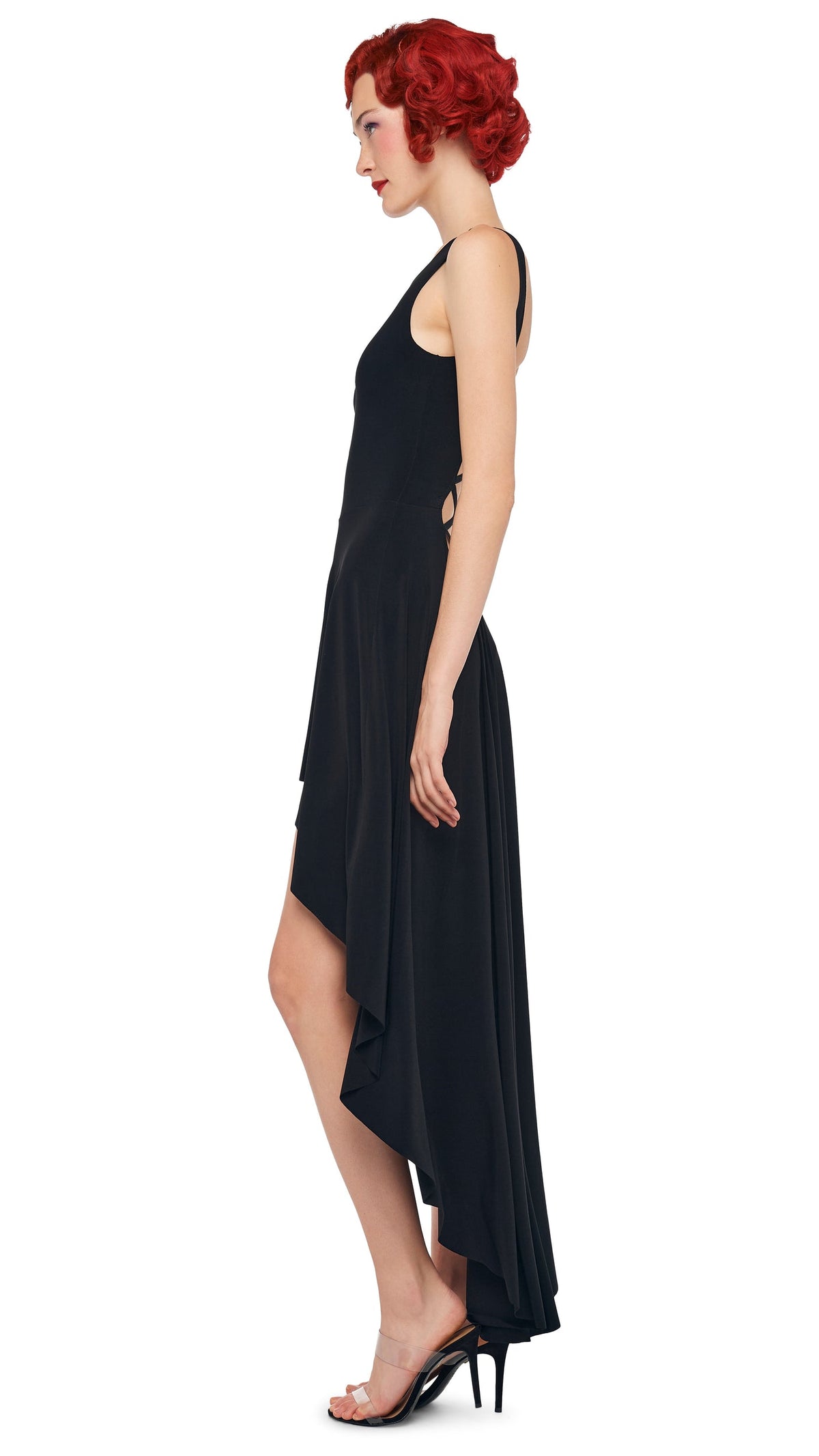HI LOW SLEEVELESS X GOWN Black | Norma Kamali Women
