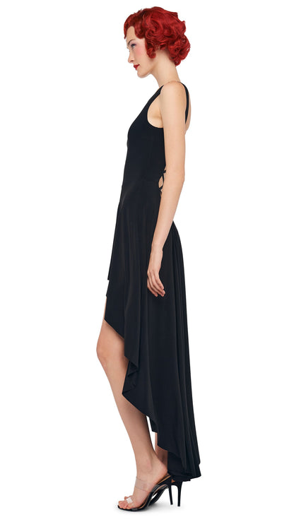 HI LOW SLEEVELESS X GOWN Black | Norma Kamali Women