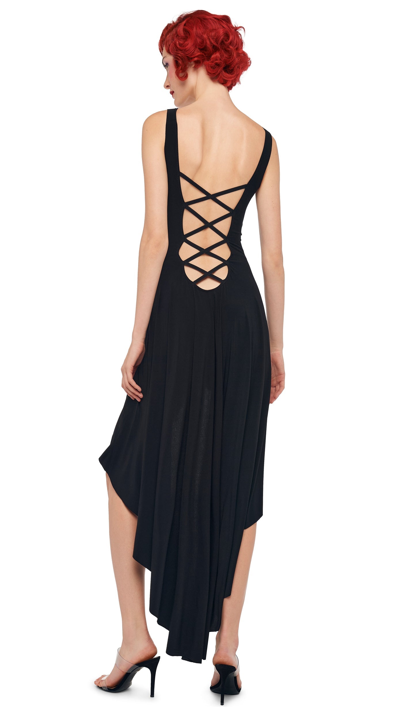 HI LOW SLEEVELESS X GOWN Black | Norma Kamali Women