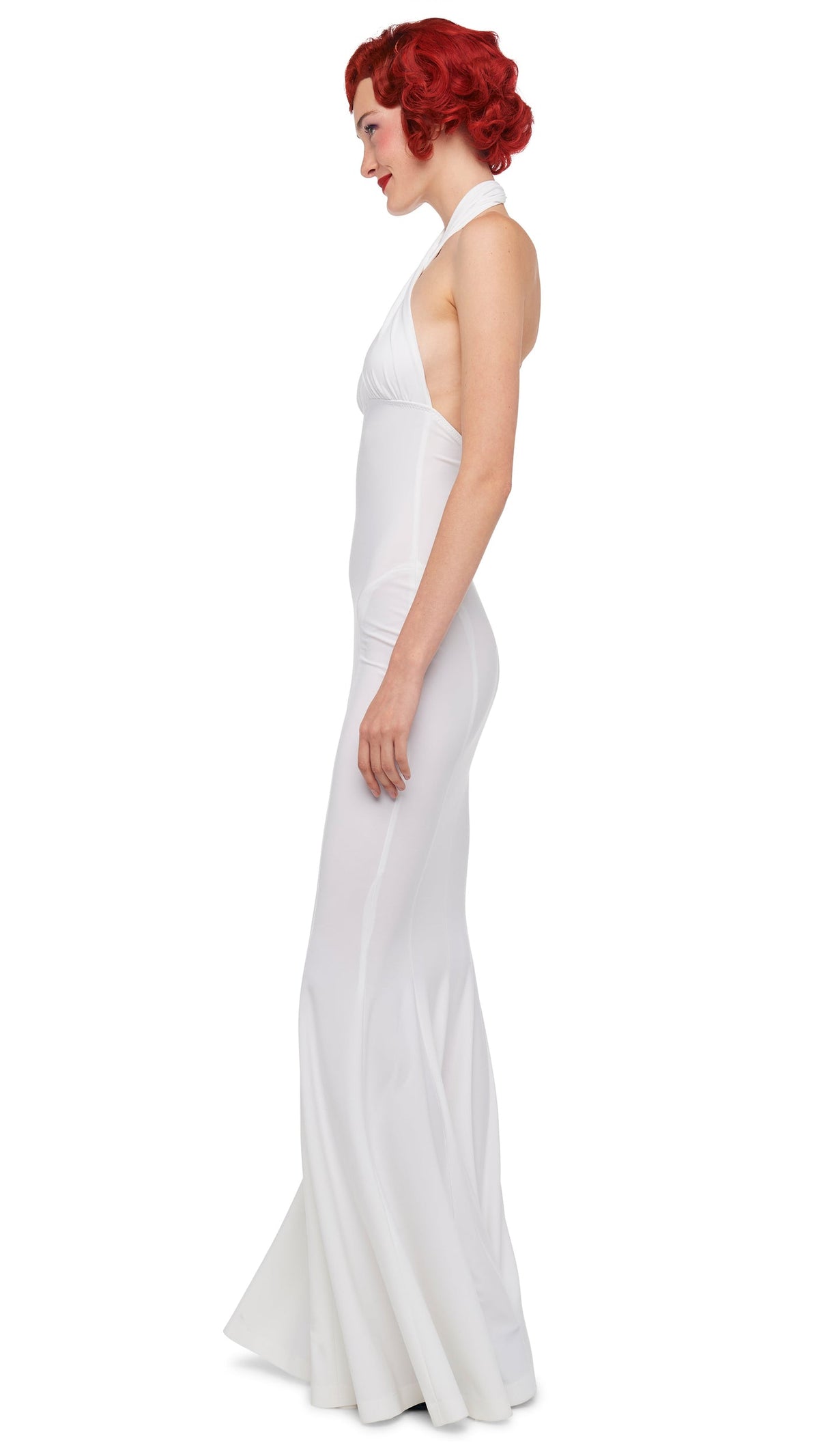CROSS HALTER FISHTAIL GOWN Snow White | Norma Kamali Women