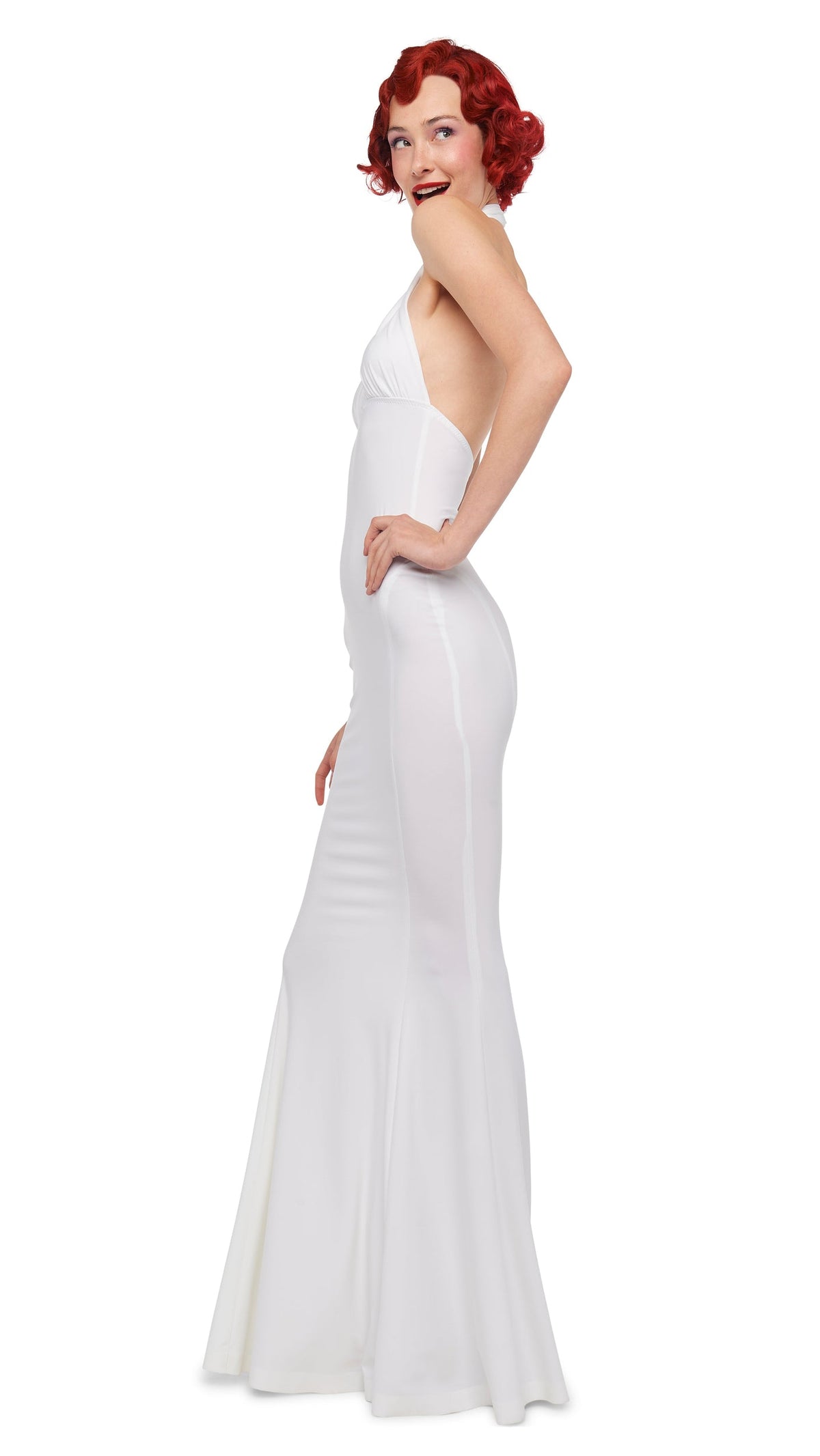 CROSS HALTER FISHTAIL GOWN Snow White | Norma Kamali Women
