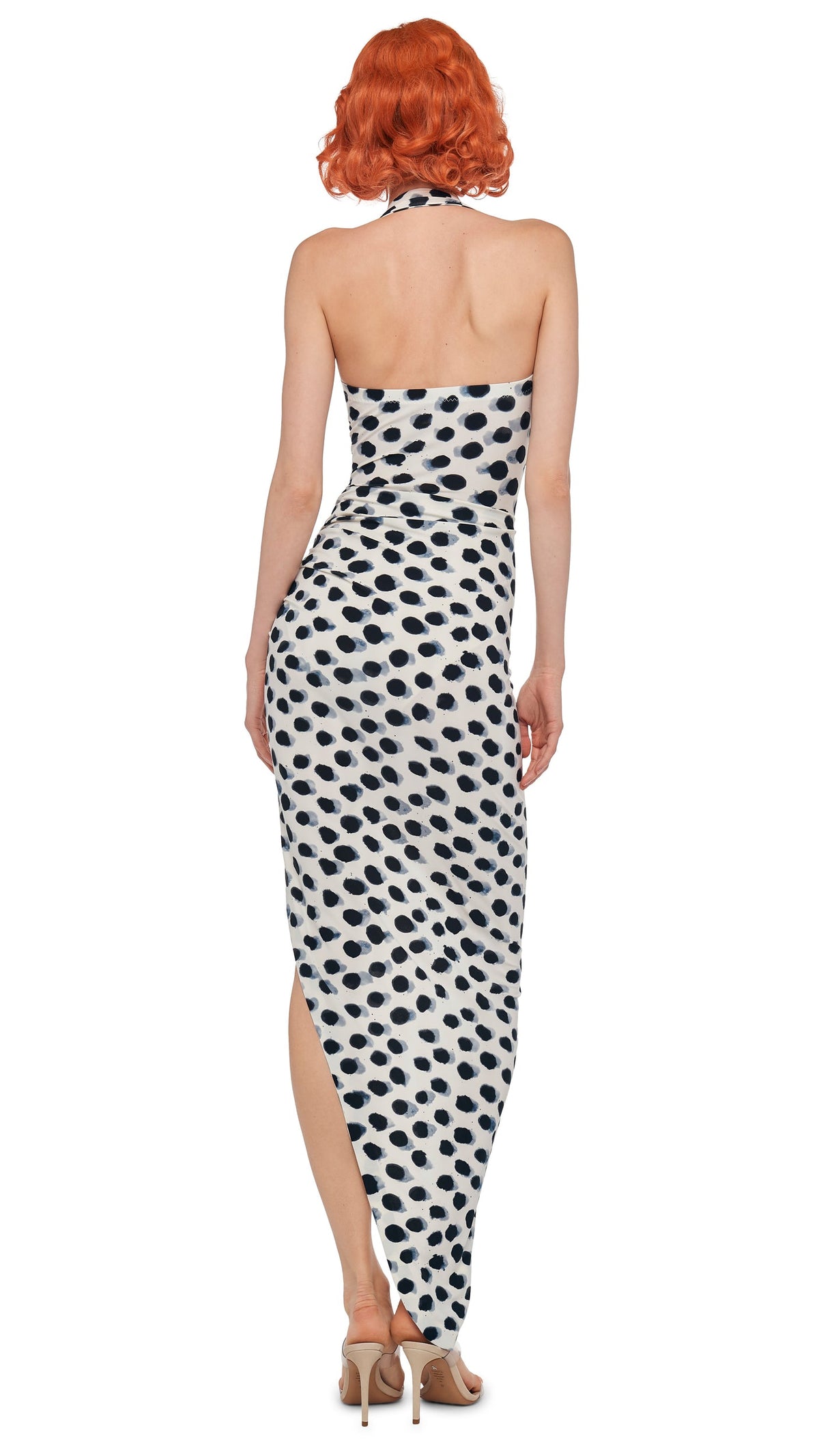 CAYLA SIDE DRAPE GOWN Paint Dots | Norma Kamali Women