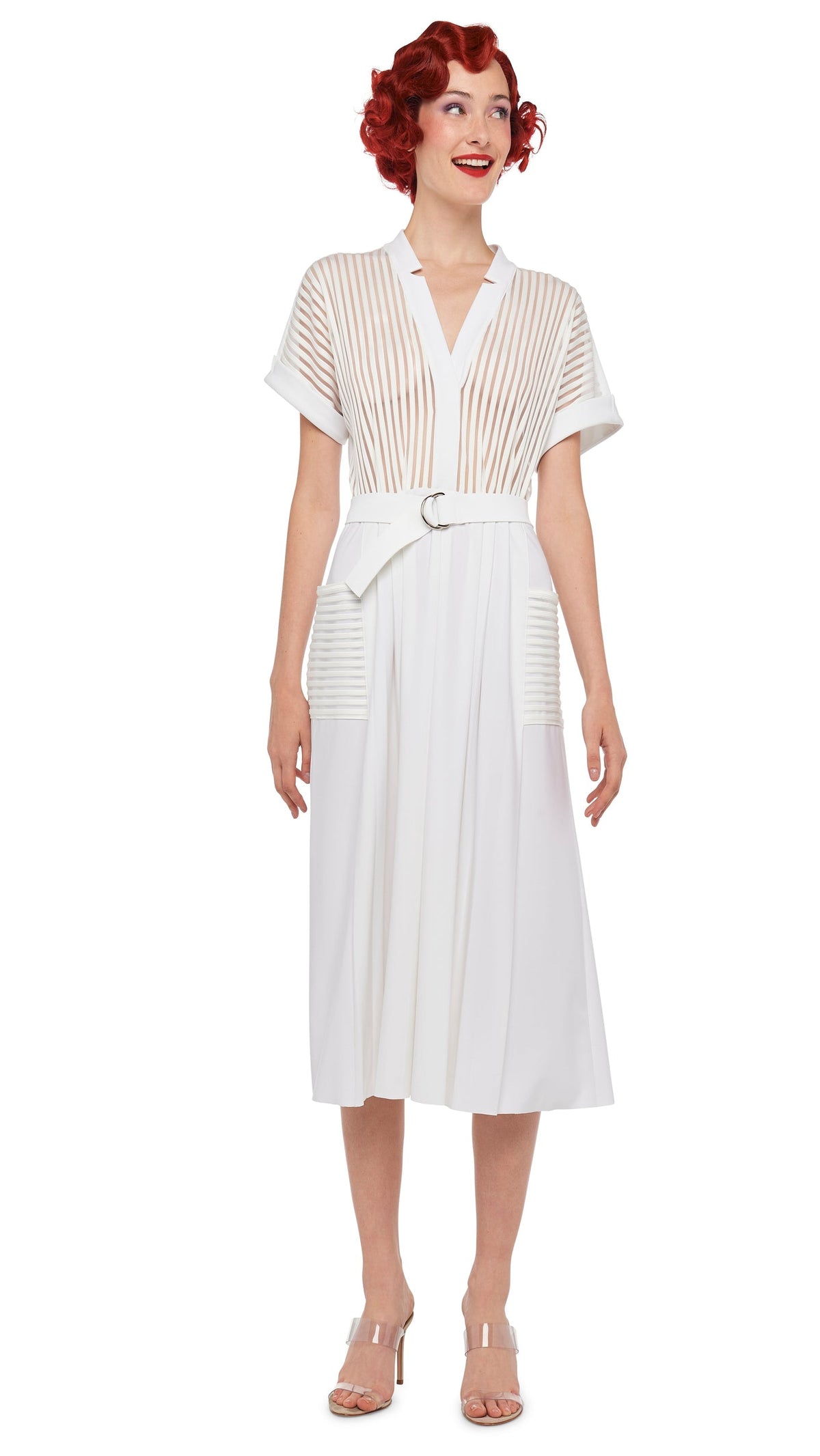 GERALYN SHORT SLEEVE DRESS Snow White | Norma Kamali Women
