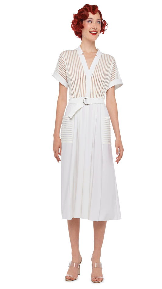 GERALYN SHORT SLEEVE DRESS Snow White | Norma Kamali Women