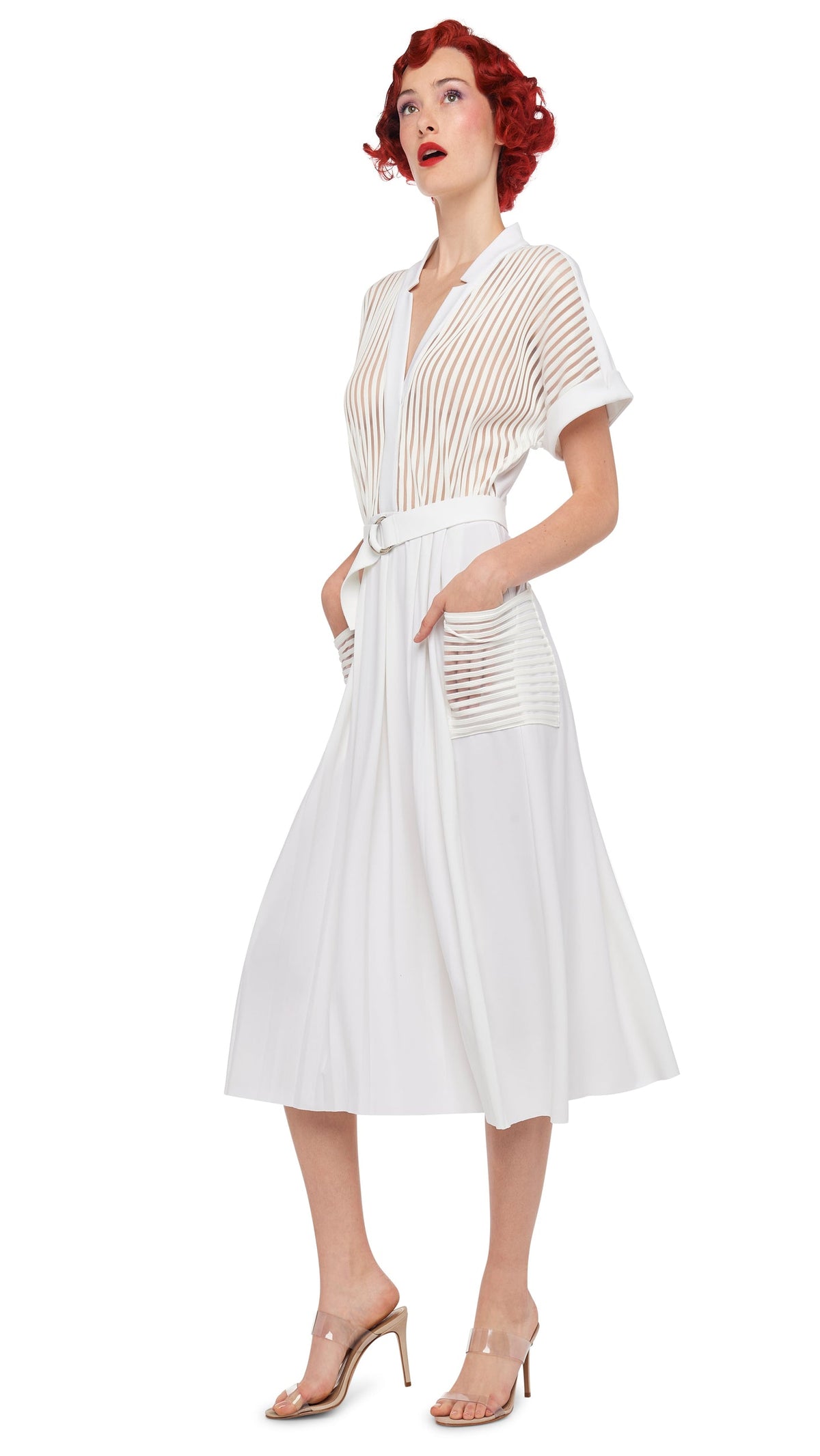 GERALYN SHORT SLEEVE DRESS Snow White | Norma Kamali Women