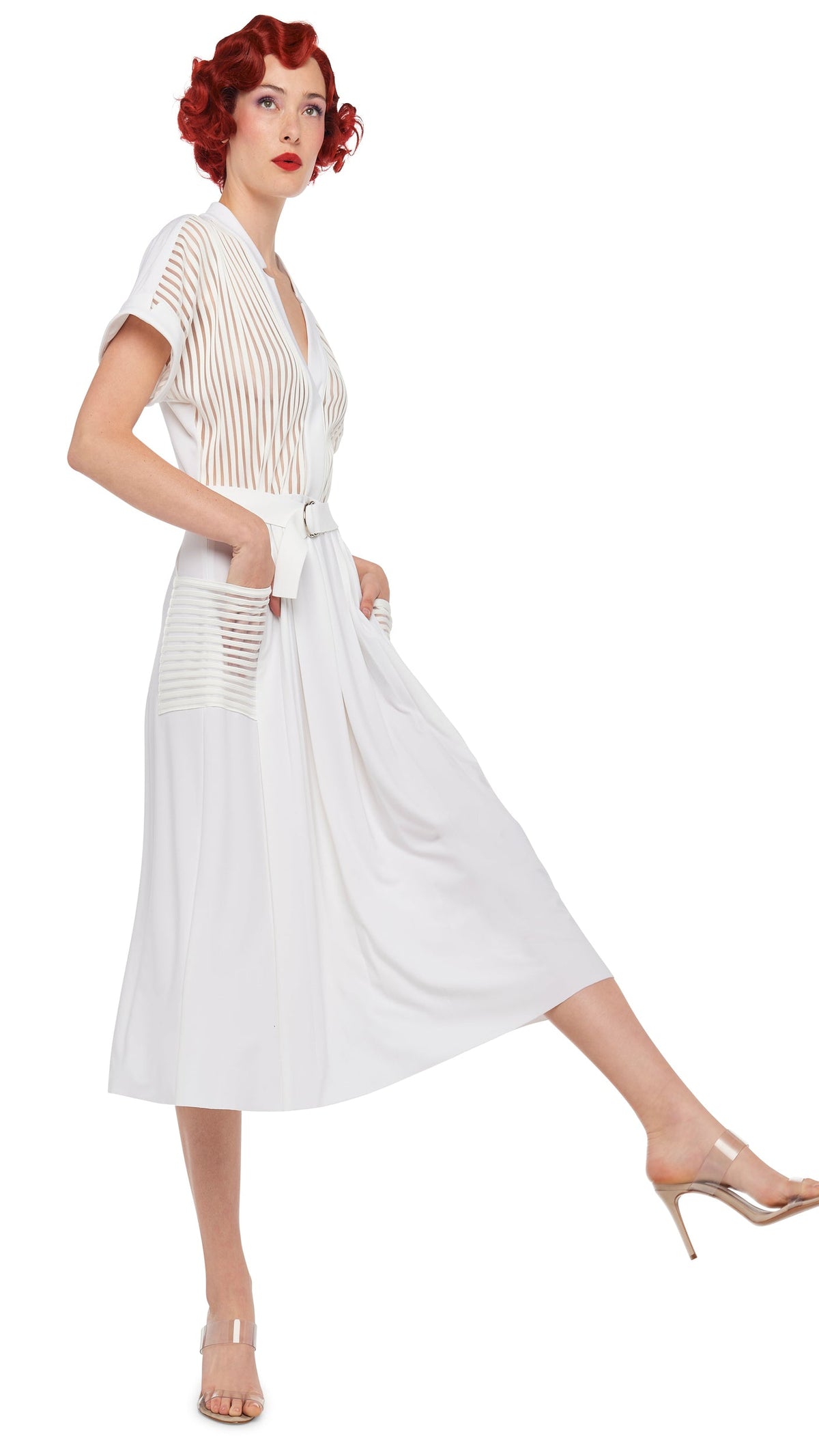 GERALYN SHORT SLEEVE DRESS Snow White | Norma Kamali Women