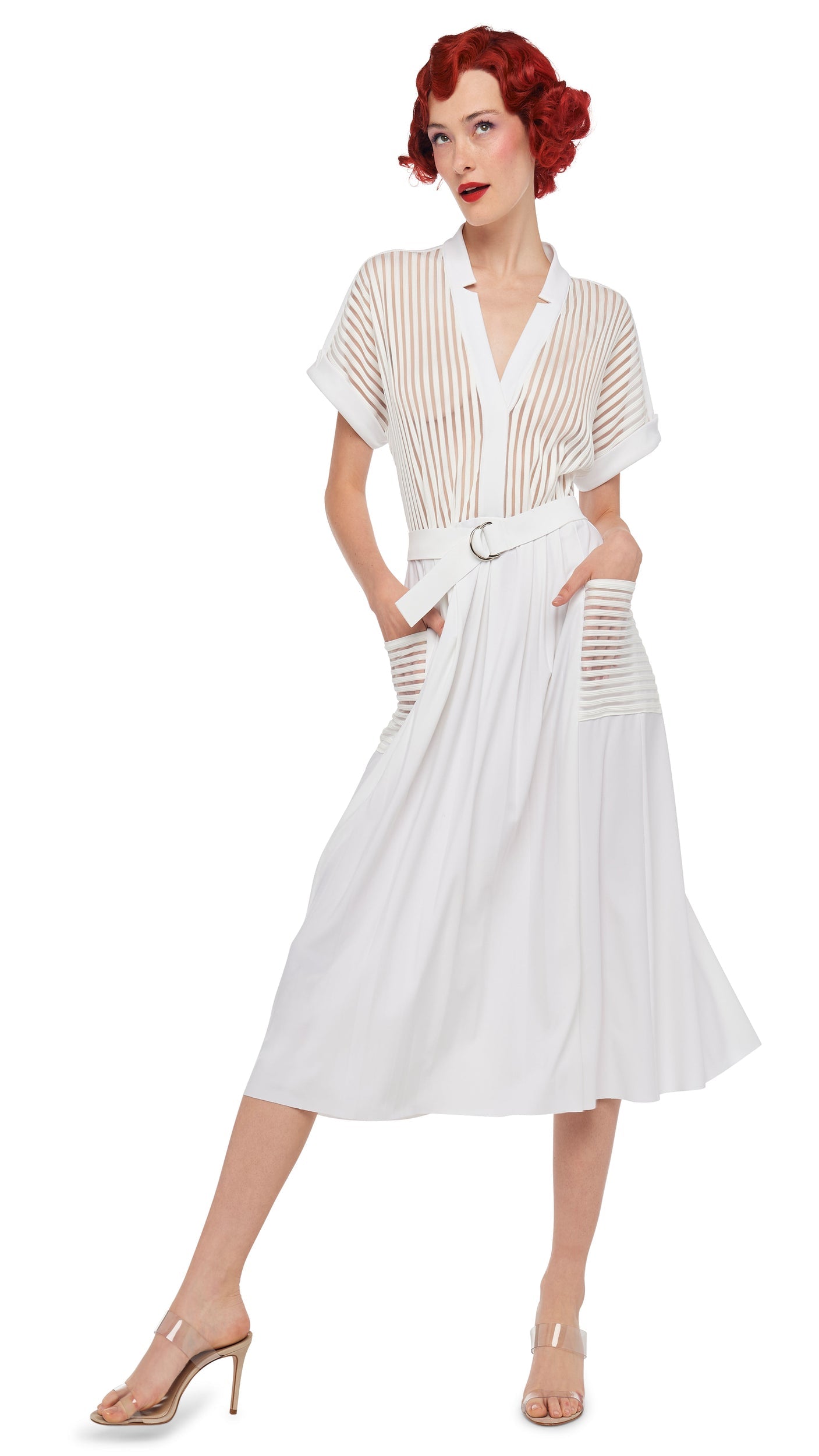 GERALYN SHORT SLEEVE DRESS Snow White | Norma Kamali Women