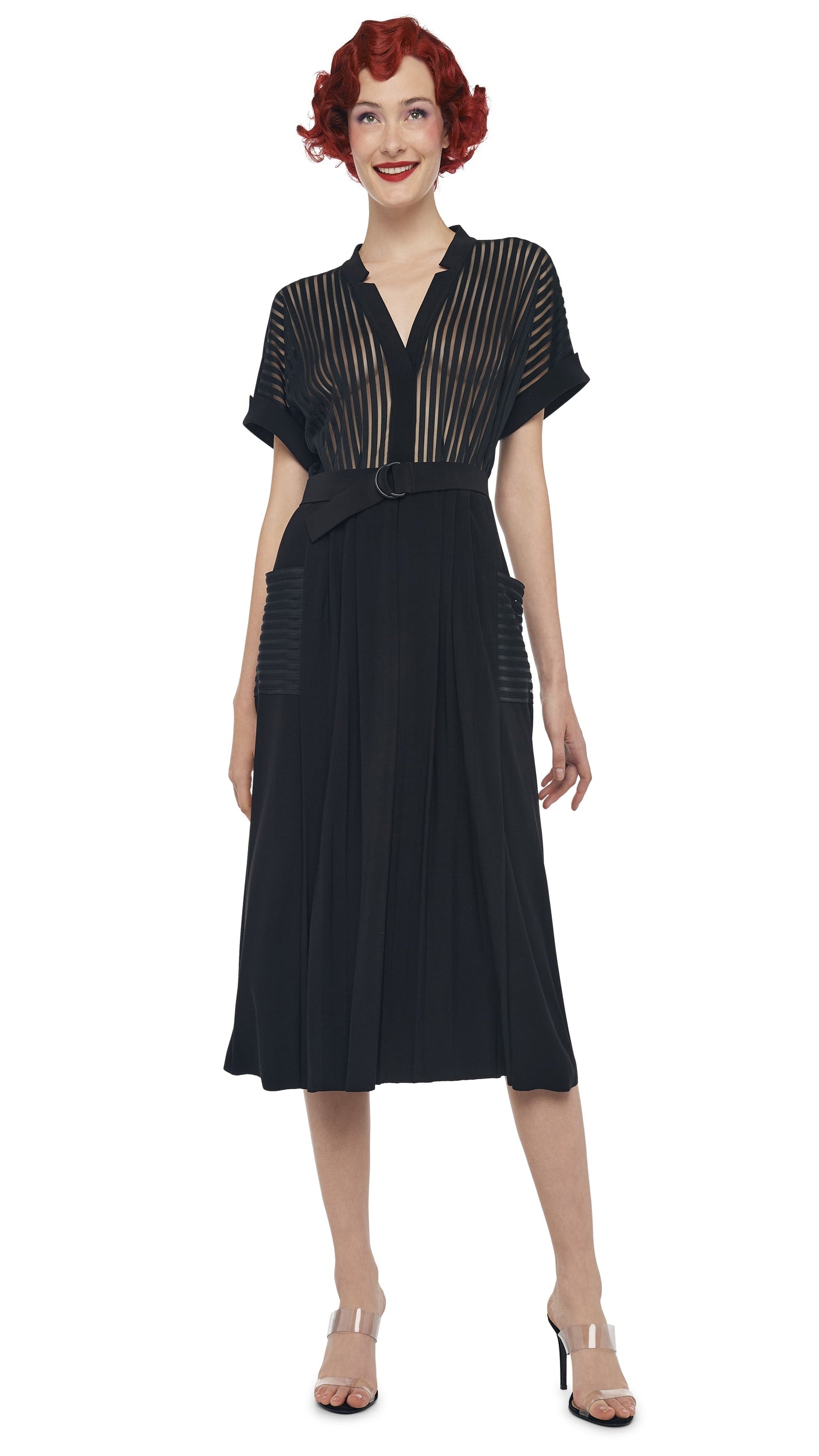 GERALYN SHORT SLEEVE DRESS Black | Norma Kamali Women