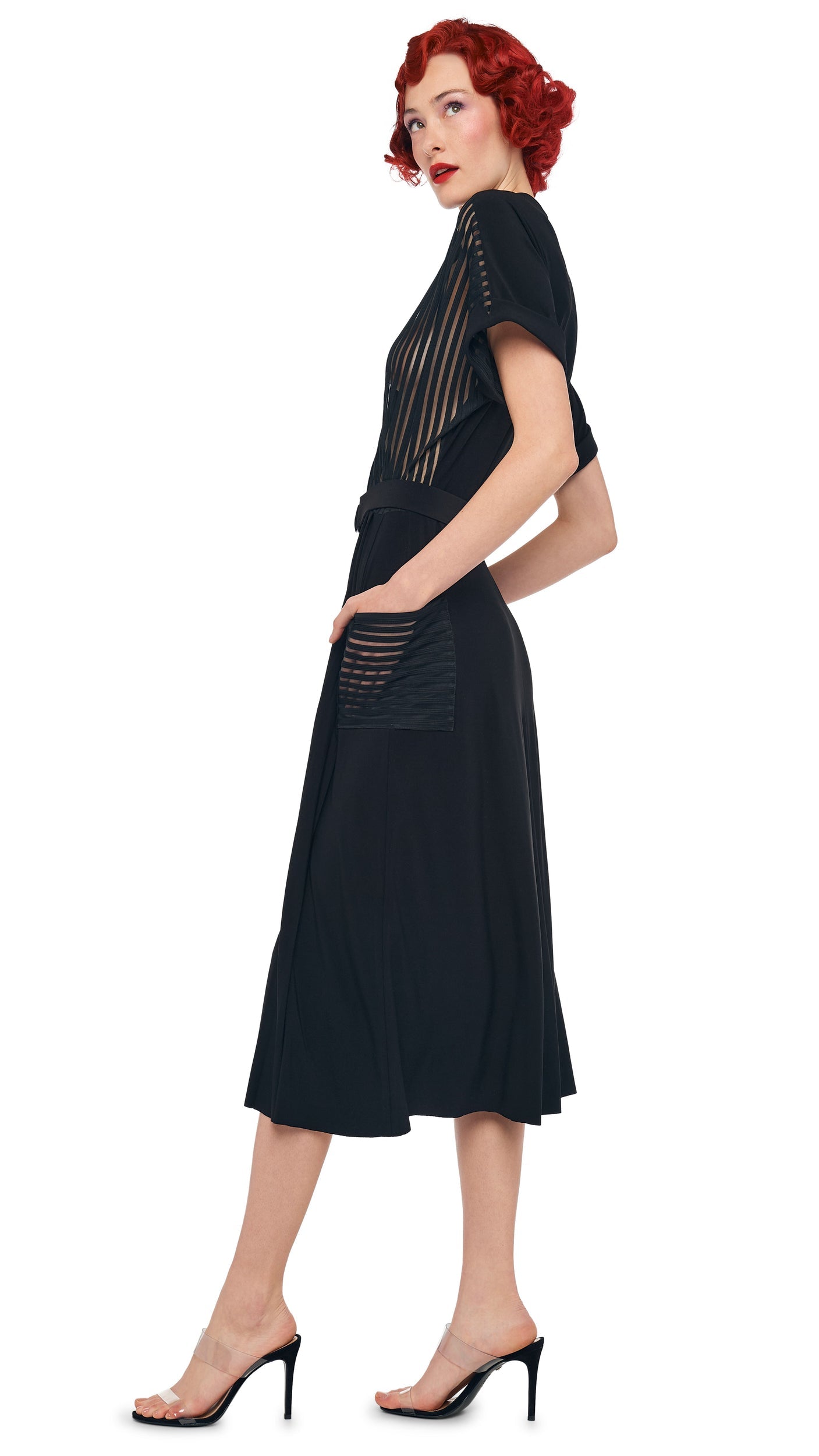GERALYN SHORT SLEEVE DRESS Black | Norma Kamali Women