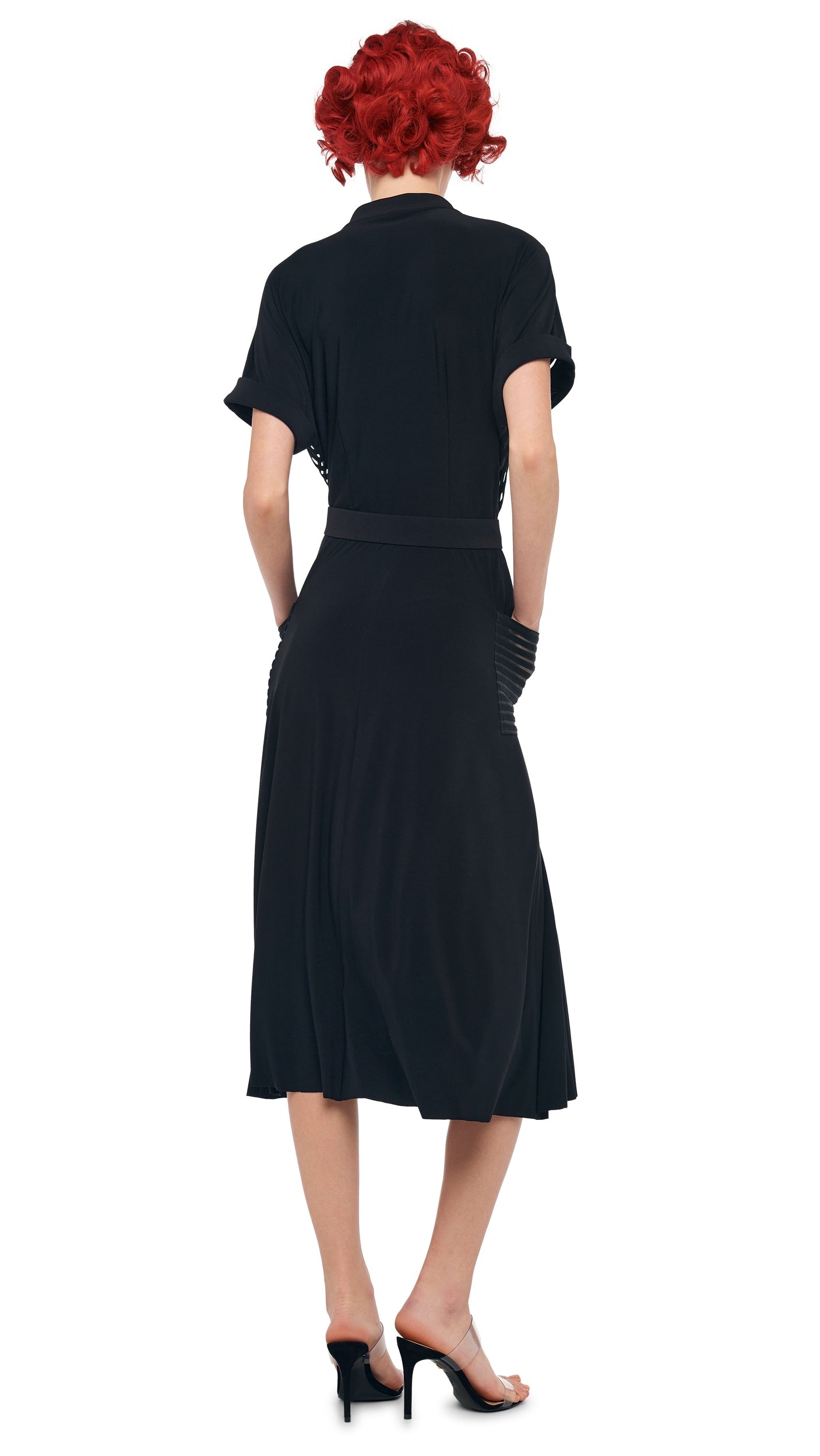 GERALYN SHORT SLEEVE DRESS Black | Norma Kamali Women