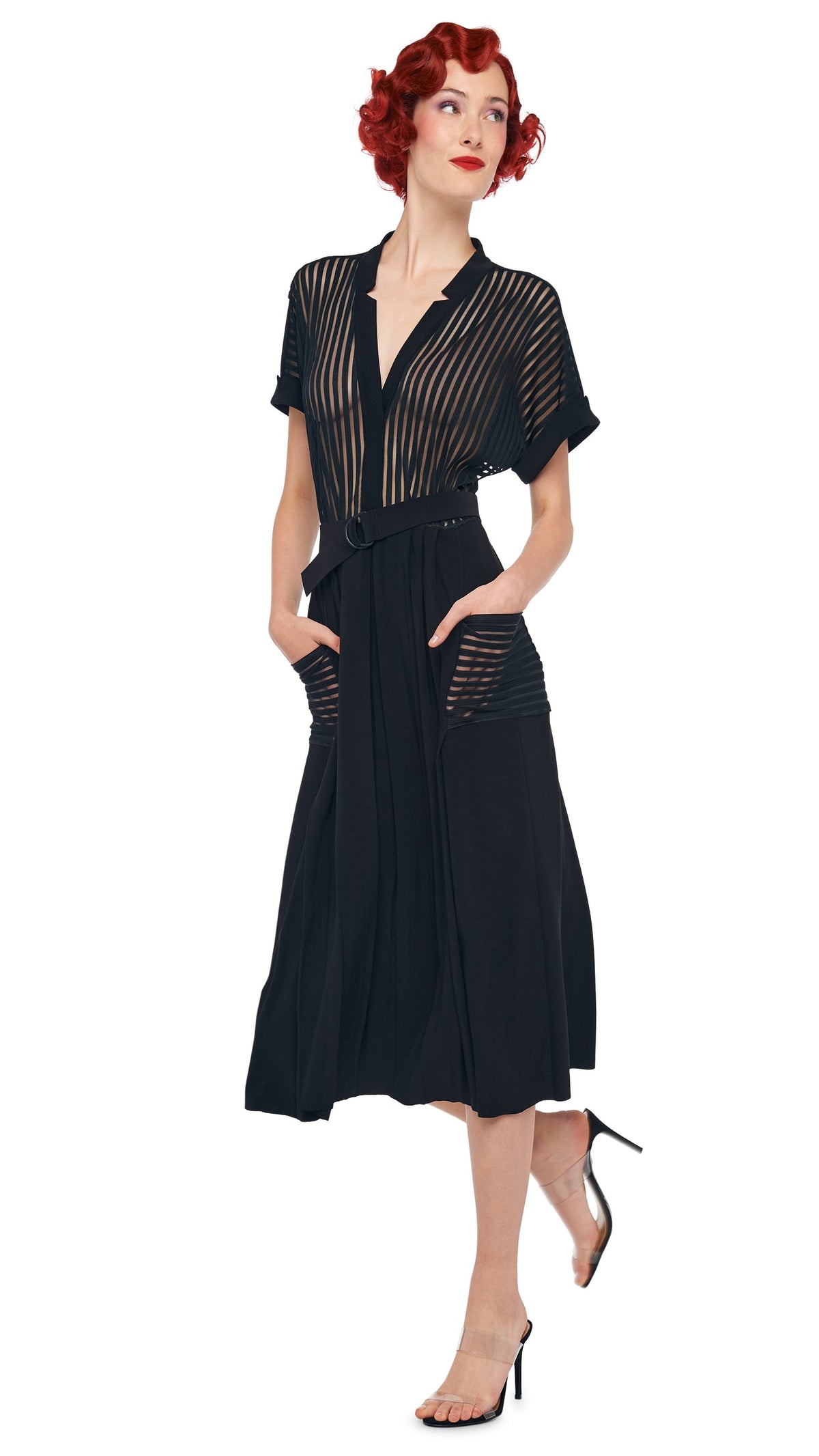 GERALYN SHORT SLEEVE DRESS Black | Norma Kamali Women