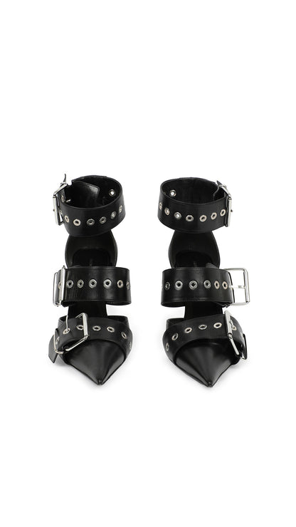 BALENCIAGA BLACK LEATHER BELT BUCKLE PUMP  | Norma Kamali Women