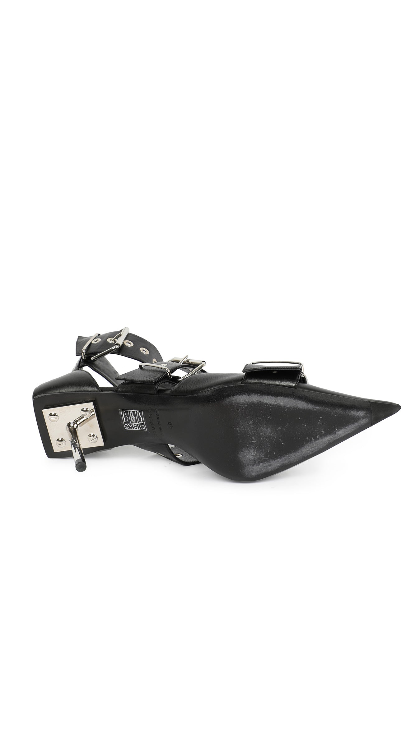 BALENCIAGA BLACK LEATHER BELT BUCKLE PUMP  | Norma Kamali Women