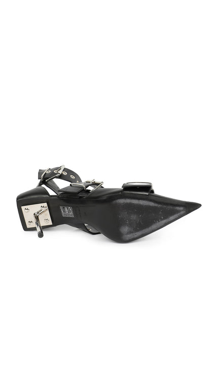 BALENCIAGA BLACK LEATHER BELT BUCKLE PUMP  | Norma Kamali Women