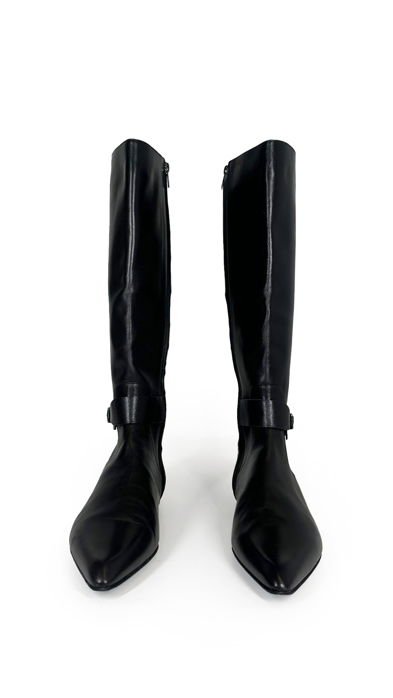 JIL SANDER RIDING LEATHER BOOT WITH BUCKLE  | Norma Kamali Women