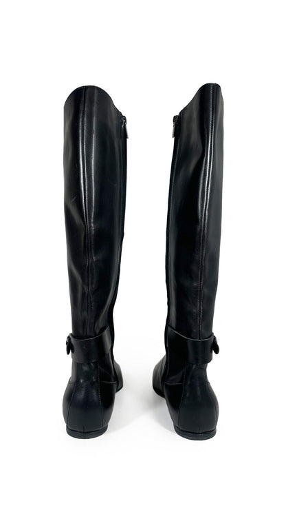 JIL SANDER RIDING LEATHER BOOT WITH BUCKLE  | Norma Kamali Women
