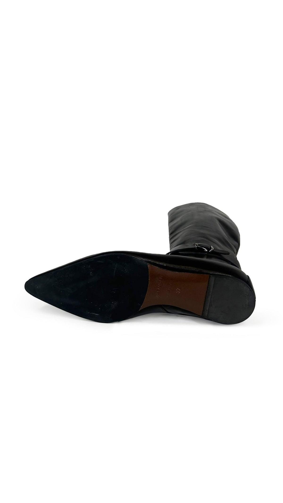 JIL SANDER RIDING LEATHER BOOT WITH BUCKLE  | Norma Kamali Women
