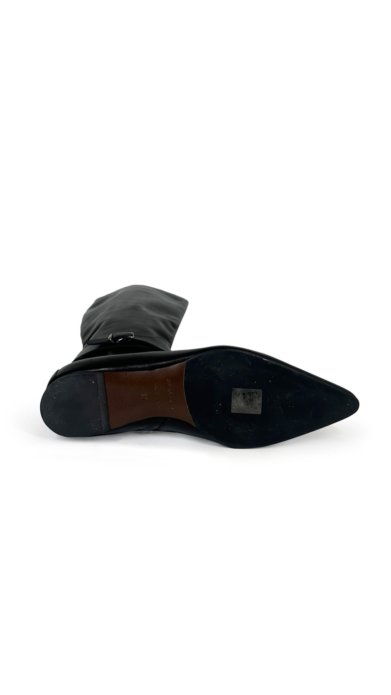 JIL SANDER RIDING LEATHER BOOT WITH BUCKLE  | Norma Kamali Women