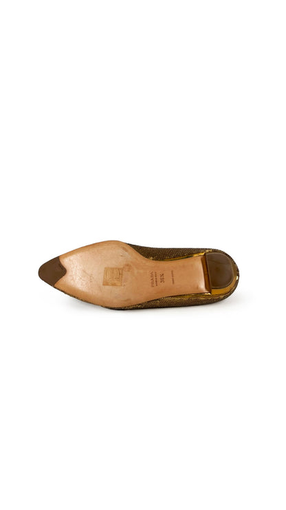 PRADA SEQUIN FLATS W/ FLOWERS  | Norma Kamali Women