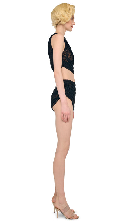DIANA BOTTOM Black Stretch Lace/Nude | Norma Kamali Women