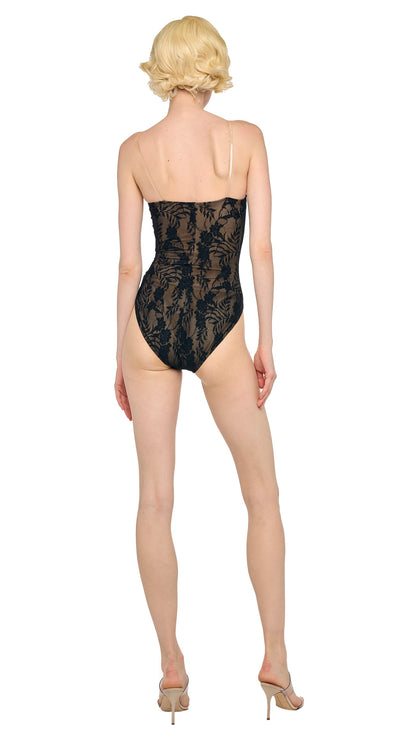CORSET MIO Black Stretch Lace/Nude | Norma Kamali Women