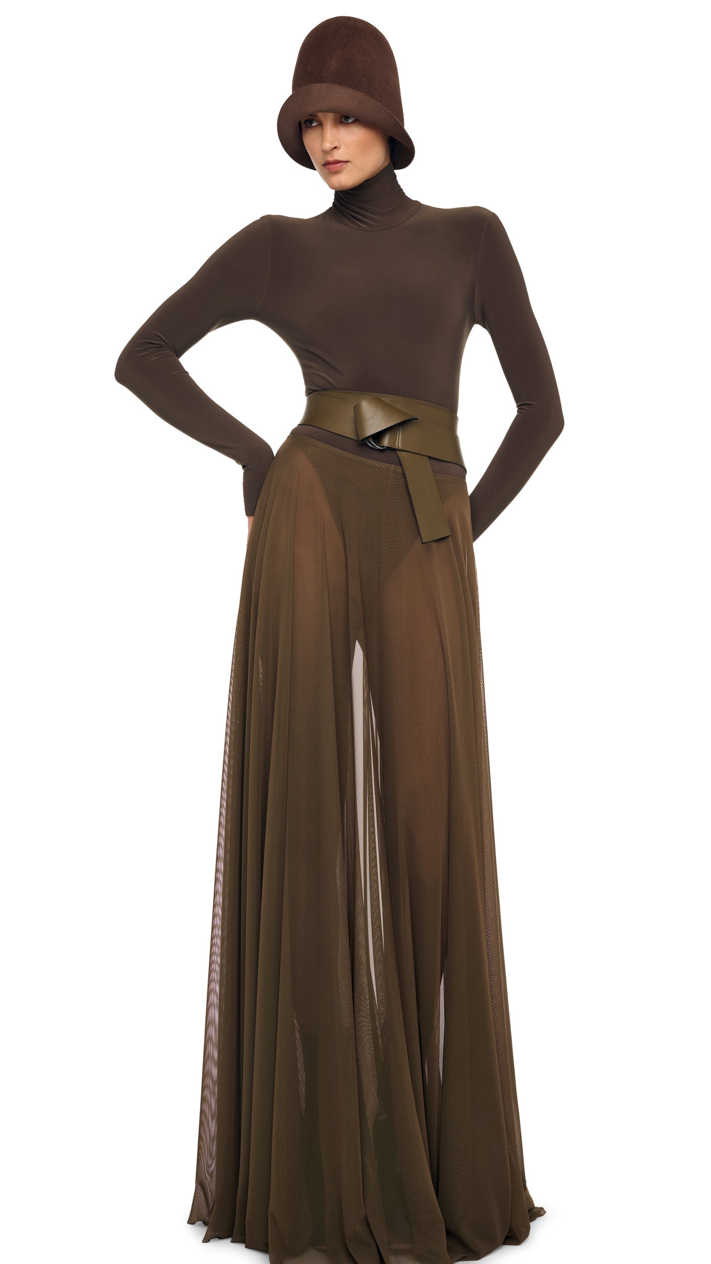 FLARED SKIRT TO FLOOR W/ LEGGING W/ FOOTIE Bark | Norma Kamali Women