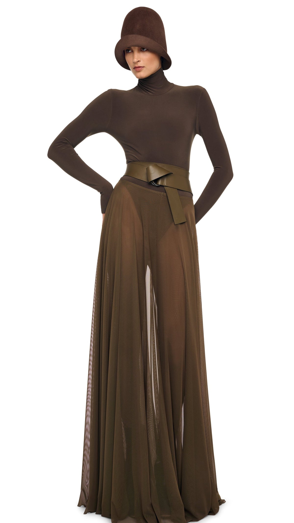 FLARED SKIRT TO FLOOR W/ LEGGING W/ FOOTIE Bark | Norma Kamali Women