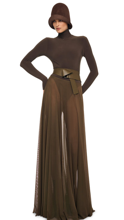 FLARED SKIRT TO FLOOR W/ LEGGING W/ FOOTIE Bark | Norma Kamali Women