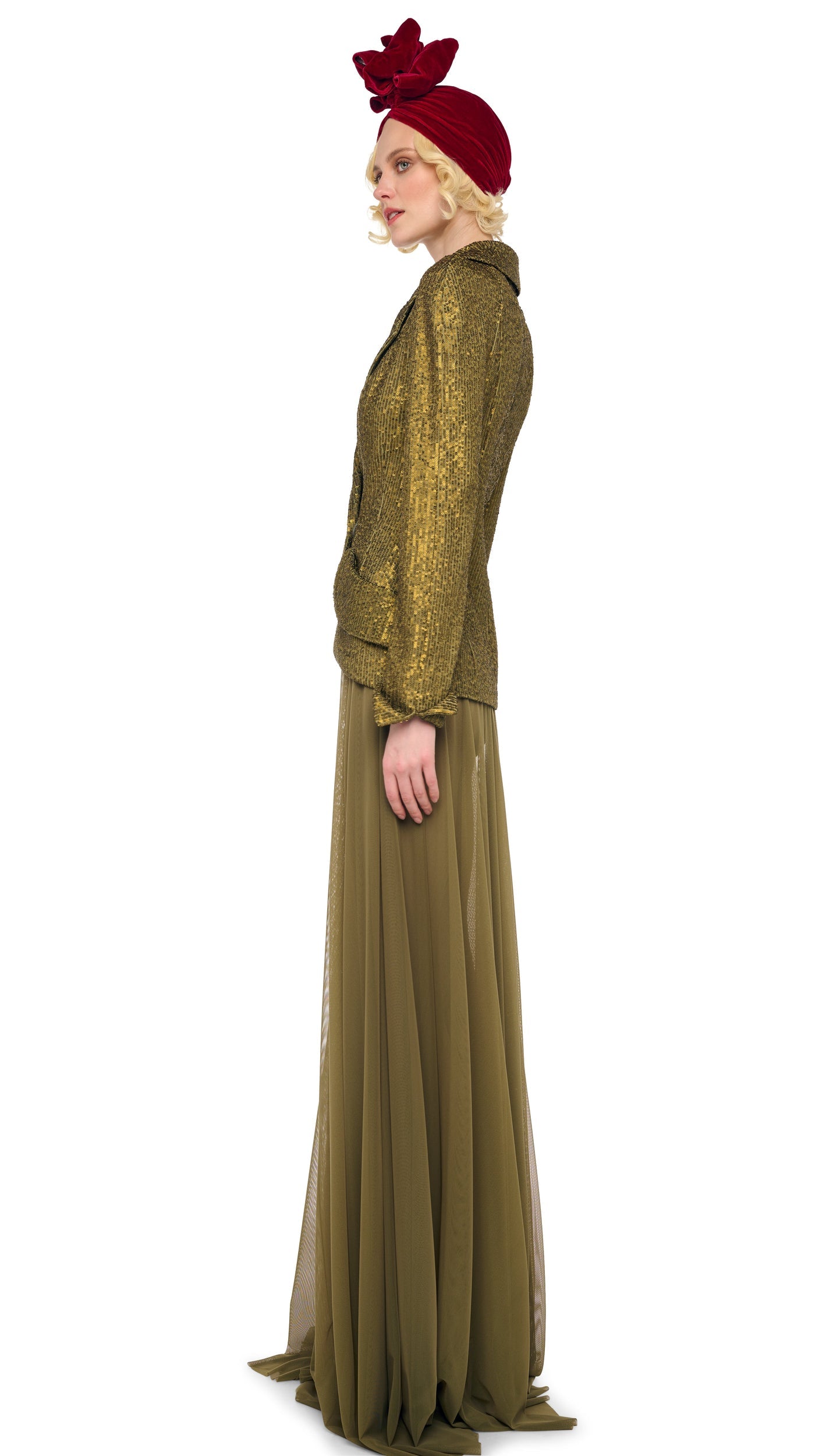 FLARED SKIRT TO FLOOR W/ LEGGING W/ FOOTIE Mushroom | Norma Kamali Women